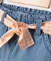 Short ample en chambray avec ceinture vichy bébé fille[MISSING]